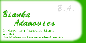 bianka adamovics business card